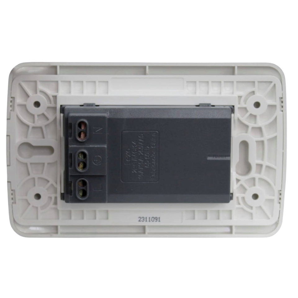 Toma Corriente Duplex 10A/16A 250V Blanco/Plata Lexo 3