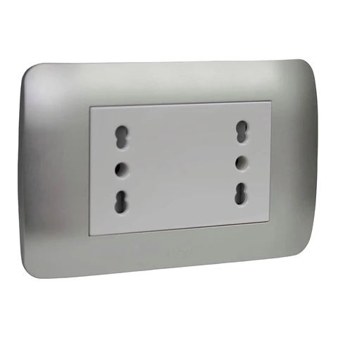 Toma Corriente Duplex 10A/16A 250V Blanco/Plata Lexo
