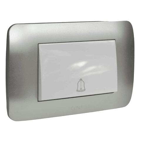 Interruptor Pulsado Timbre Teclon 73mm 10A Blanco/Plata LEXO