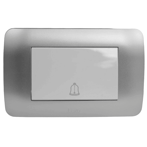 Interruptor Pulsado Timbre Teclon 73mm 10A Blanco/Plata LEXO
