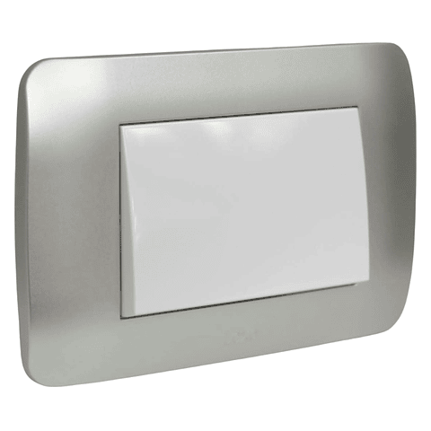 Interruptor Conmutador 9/24 Teclon 73mm10A Blanco/Plata Lexo
