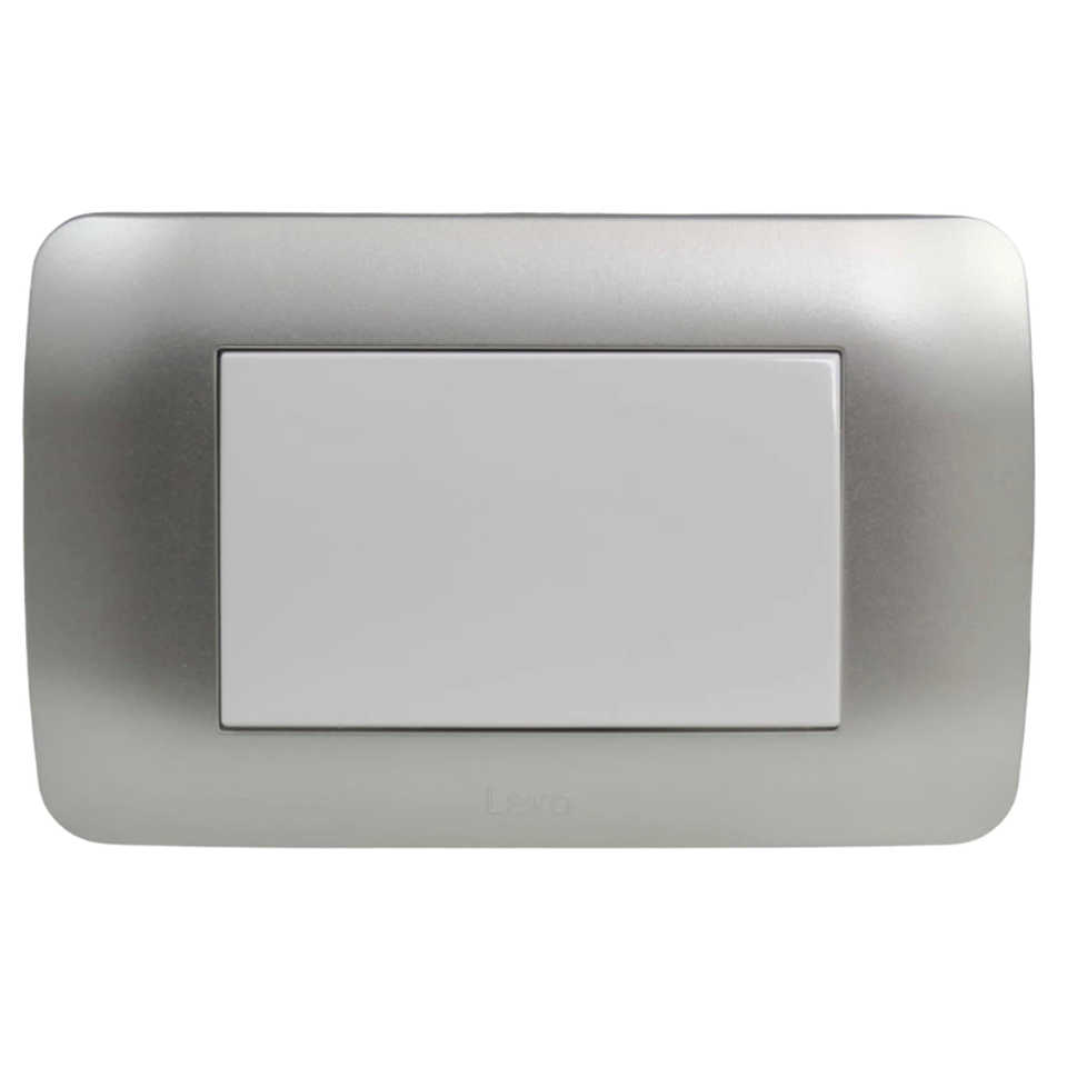 Interruptor Simple 9/12 Teclon 73mm 10A Blanco/Plata LEXO 2