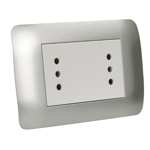 Toma Doble Compacto 10A 250V Blanco / Plata LEXO