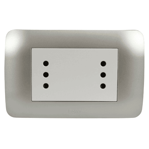 Toma Doble Compacto 10A 250V Blanco / Plata LEXO