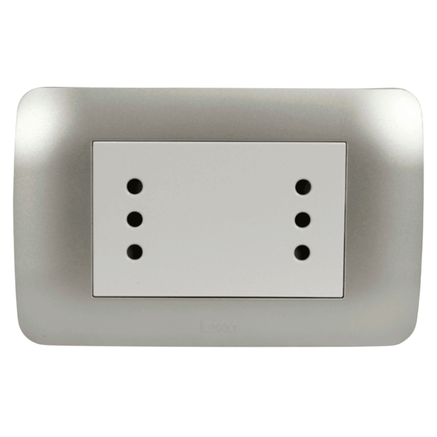 Toma Doble Compacto 10A 250V Blanco / Plata LEXO 2