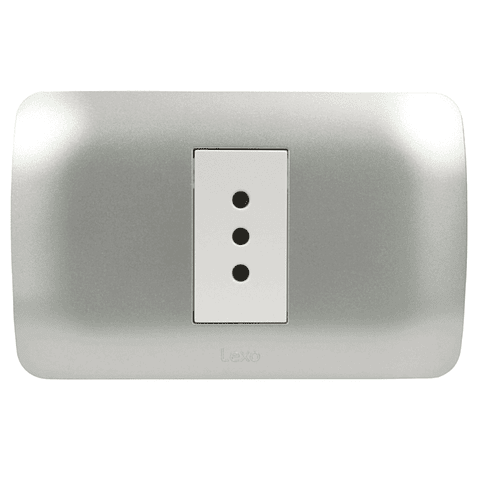 Toma Simple 10A 250v Blanco / Plata Lexo