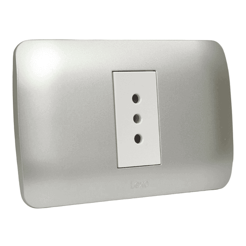 Toma Simple 10A 250v Blanco / Plata Lexo