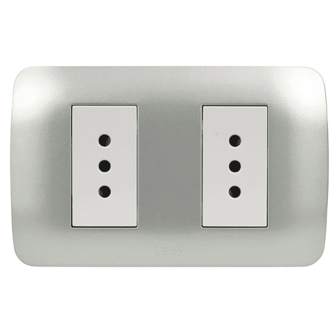 Toma Doble 10A 250v Blanco / Plata Lexo
