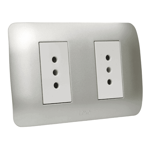 Toma Doble 10A 250v Blanco / Plata Lexo