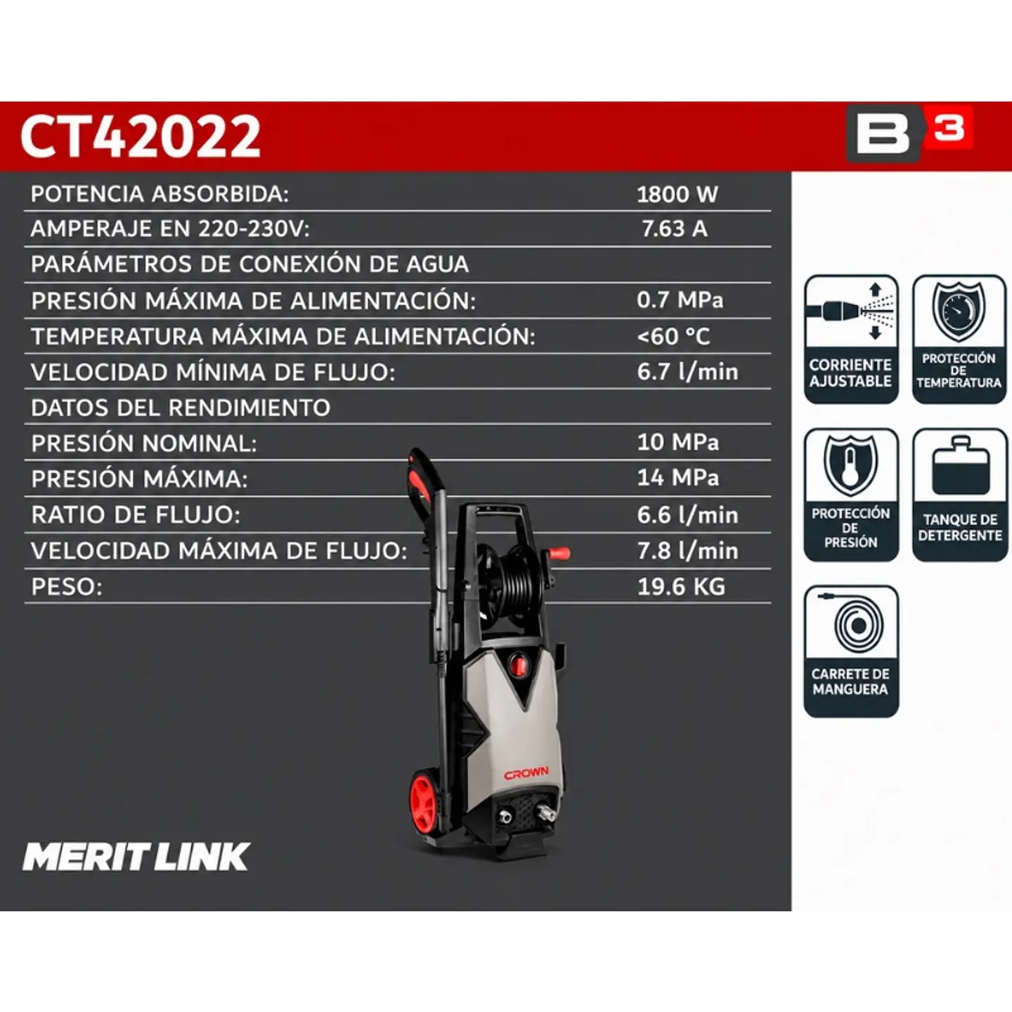 Hidrolavadora Industrial 1800w Ct42022 Crown Sec 2