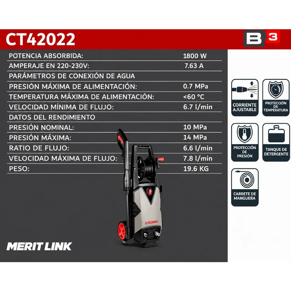 Hidrolavadora Industrial 1800w Ct42022 Crown Sec 2