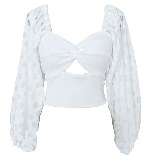 TOP CARLOTA MANGAS AGLOBADAS BLANCO / PUNTOS 1