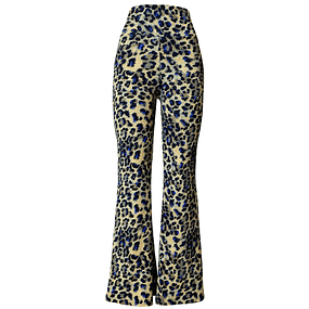 FLARE PANT FIORELLA ANIMAL PRINT DETALLES AZULES 