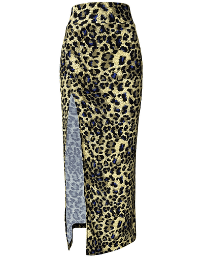 MAXI FALDA LEONORA ANIMAL PRINT DETALLES AZULES