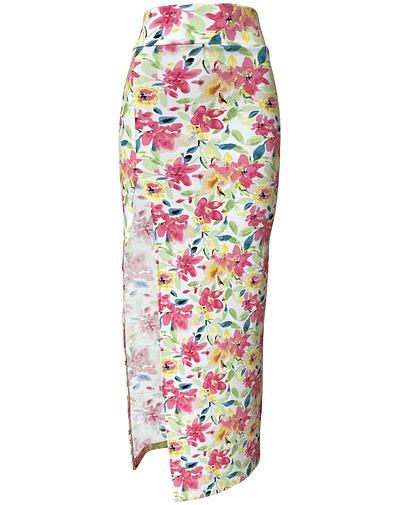 MAXI FALDA LEONORA ACUARELA PINK FLOWERS