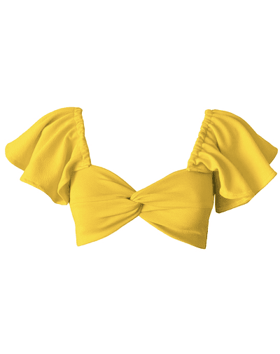 CROP-TOP CARLOTA MANGAS DE VUELOS AMARILLO 