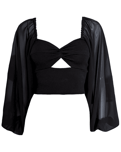 TOP CARLOTA MANGAS AGLOBADAS NEGRO