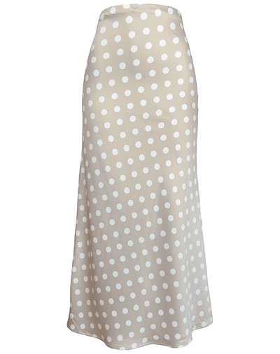 FALDA LORENZA SATIN POLKA DOTS BEIGE