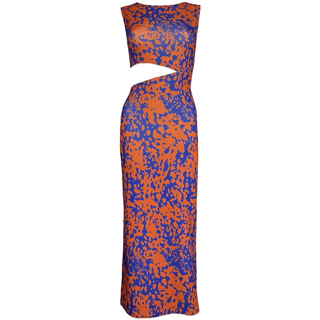 VESTIDO CAYETANA PRINT BLUE ORANGE 