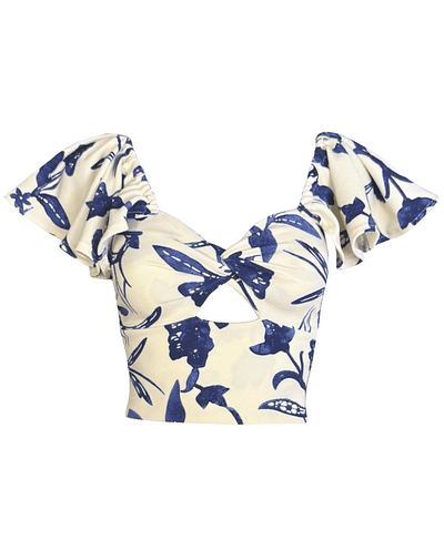 TOP CARLOTA MANGAS DE VUELOS BLUE SPRING 