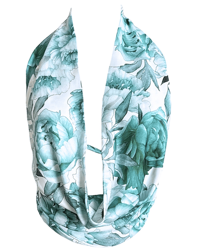 TOP DRAPEADO MELISSA  SATIN TURQUOISE FLOWERS