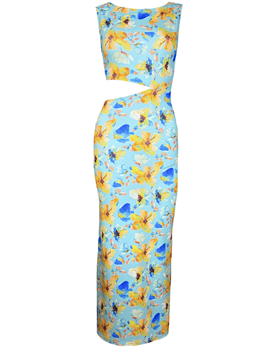 VESTIDO CAYETANA ACUARELA LIGTH BLUE FLOWERS 