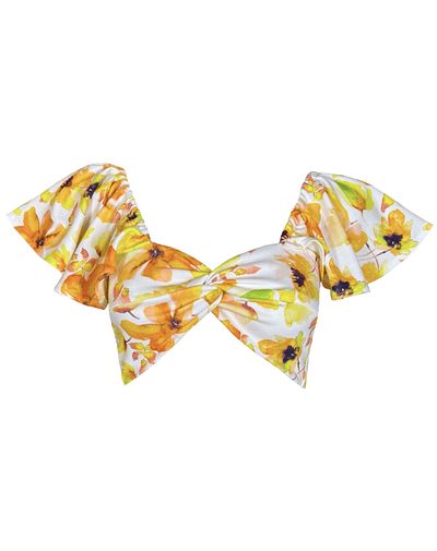CROP-TOP CARLOTA MANGAS DE VUELOS ACUARELA YELLOW FLOWERS 