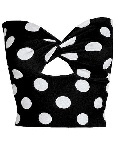 TOP CARLOTA STRAPLESS POLKA DOTS BLACK