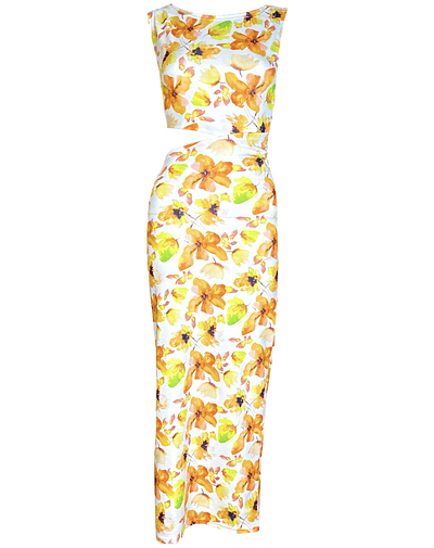 VESTIDO CAYETANA ACUERELA YELLOW FLOWERS 