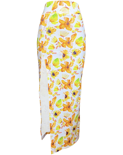 FALDA LEONORA ACUARELA YELLOW FLOWERS