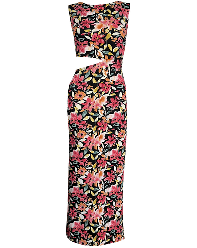 VESTIDO CAYETANA ACUARELA RED FLOWERS 