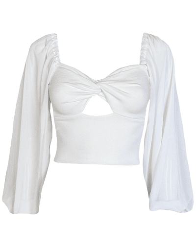 TOP CARLOTA MANGAS AGLOBADAS BLANCO 