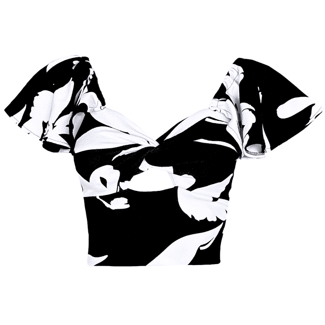 TOP CARLOTA MANGAS DE VUELOS WHITE FLOWERS 