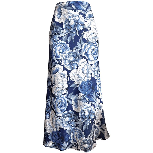 FALDA LORENZA SATIN FLOWERS BLUE