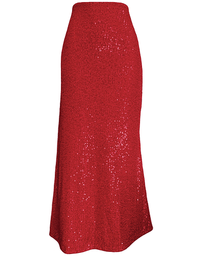 MAXI FALDA ALEXANDRA LENTEJUELAS ROJO