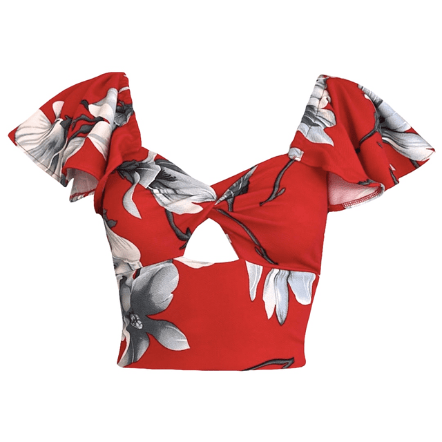 TOP CARLOTA MANGAS DE VUELOS NEW RED SPRING 