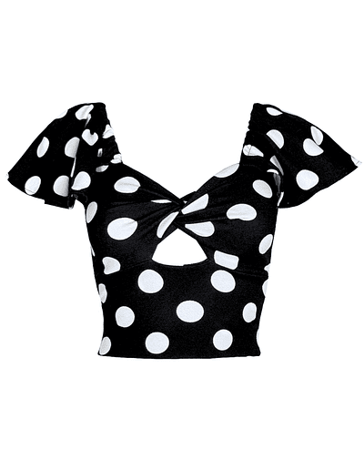 TOP CARLOTA MANGAS DE VUELOS POLKA DOTS BLACK  