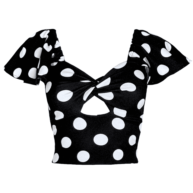 TOP CARLOTA MANGAS DE VUELOS POLKA DOTS BLACK  