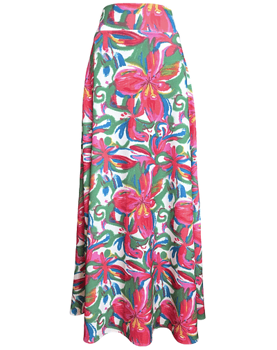 FALDA FABIANA PAINTED PINK FLOWERS 