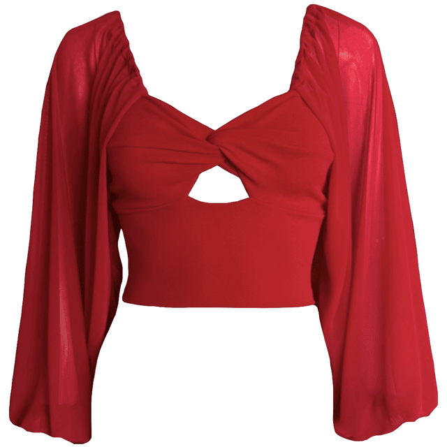 TOP CARLOTA MANGAS AGLOBADAS ROJO