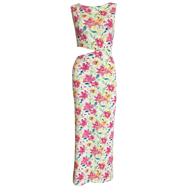 VESTIDO CAYETANA ACUARELA PINK FLOWERS 