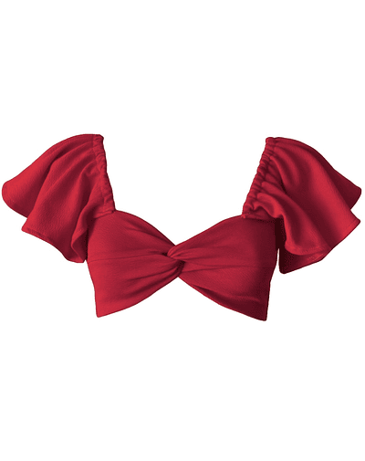 CROP-TOP CARLOTA MANGAS DE VUELOS ROJO