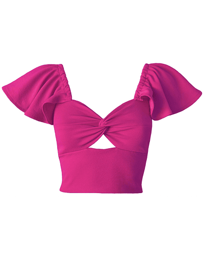 TOP CARLOTA MANGAS DE VUELOS FUCSIA