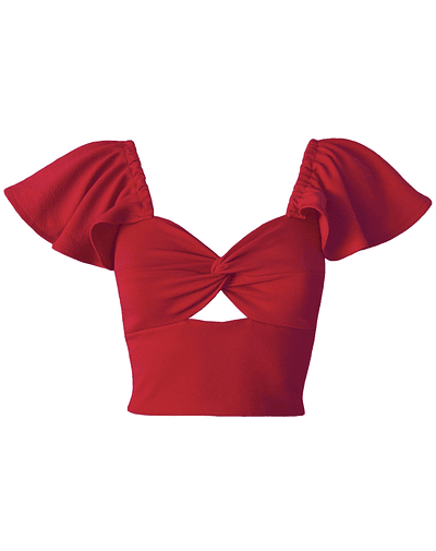 TOP CARLOTA MANGAS DE VUELOS ROJO 