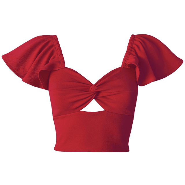 TOP CARLOTA MANGAS DE VUELOS ROJO 
