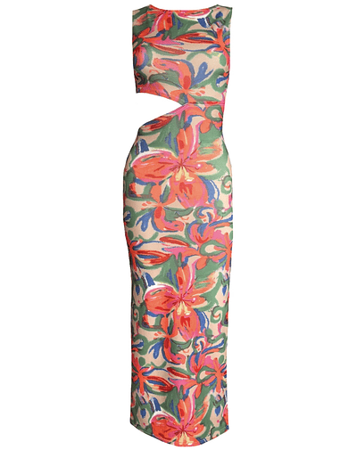 VESTIDO CAYETANA PAINTED ORANGE FLOWERS 