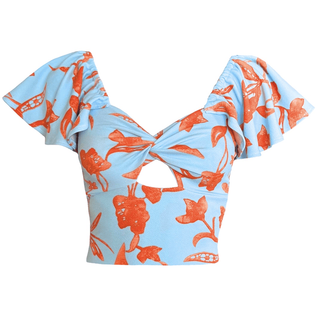 TOP CARLOTA MANGAS DE VUELOS ORANGE SPRING 