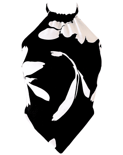 TOP HALTER BARBARA WHITE FLOWERS 