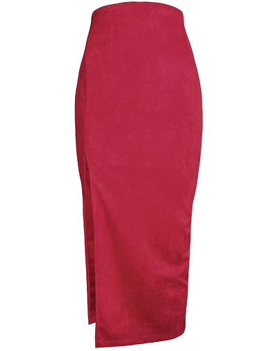 FALDA BRUNA GAMUZA ROJO 