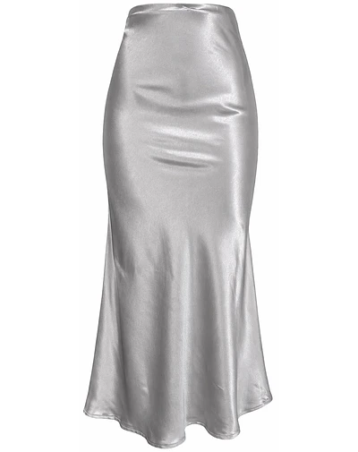 FALDA LORENZA SATIN PLATEADO